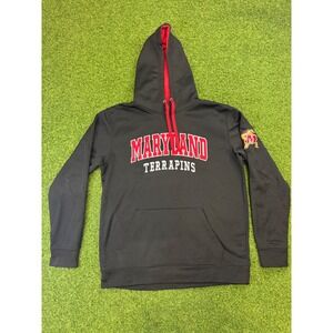 Maryland Terrapins Hoodie Mens Large Black Red NCAA Sweatshirt L